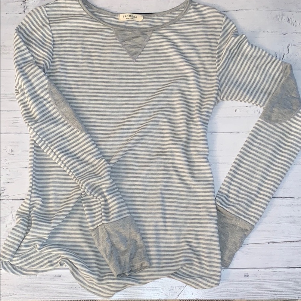 White and gray stripped shirt